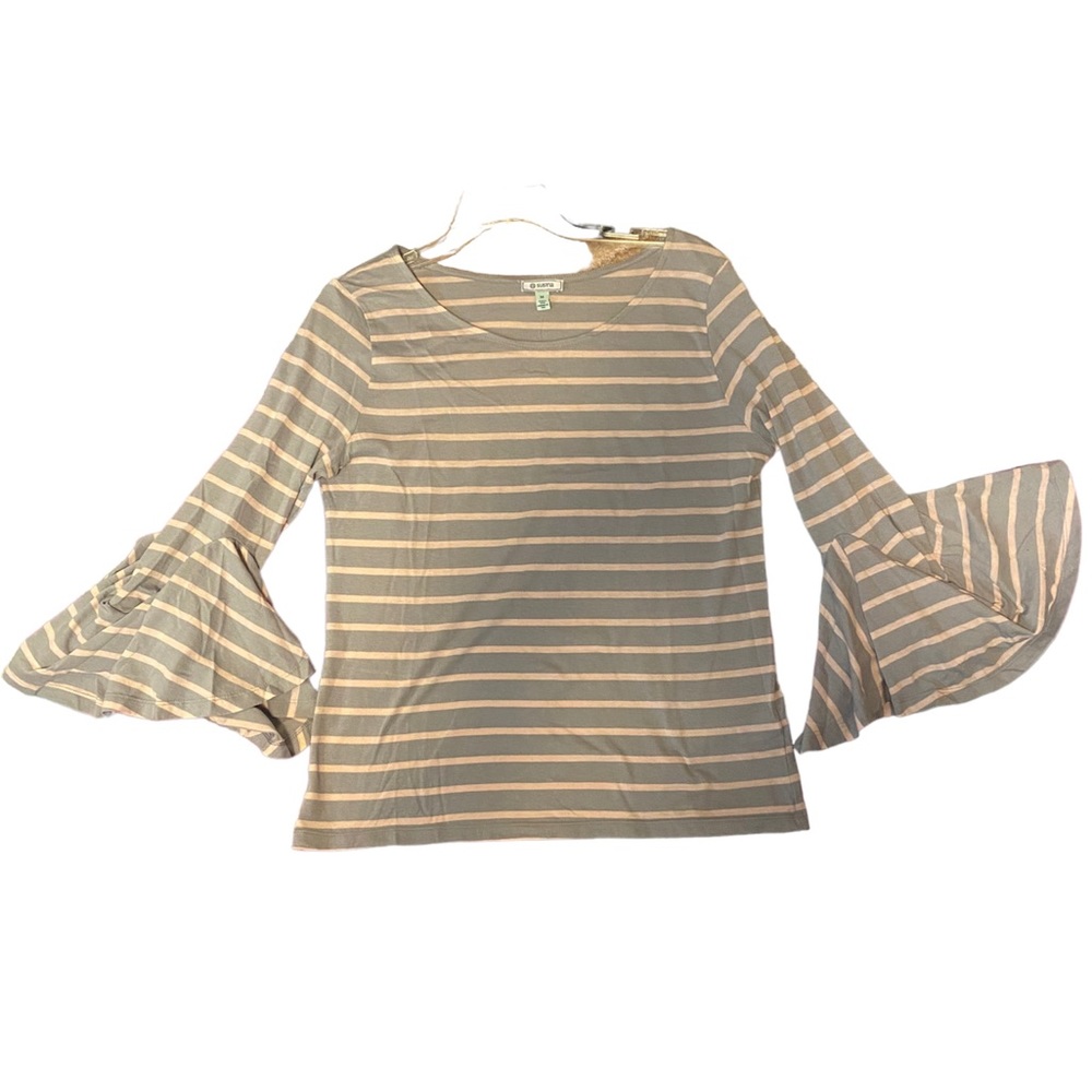 Ruffled sleeves striped shirt